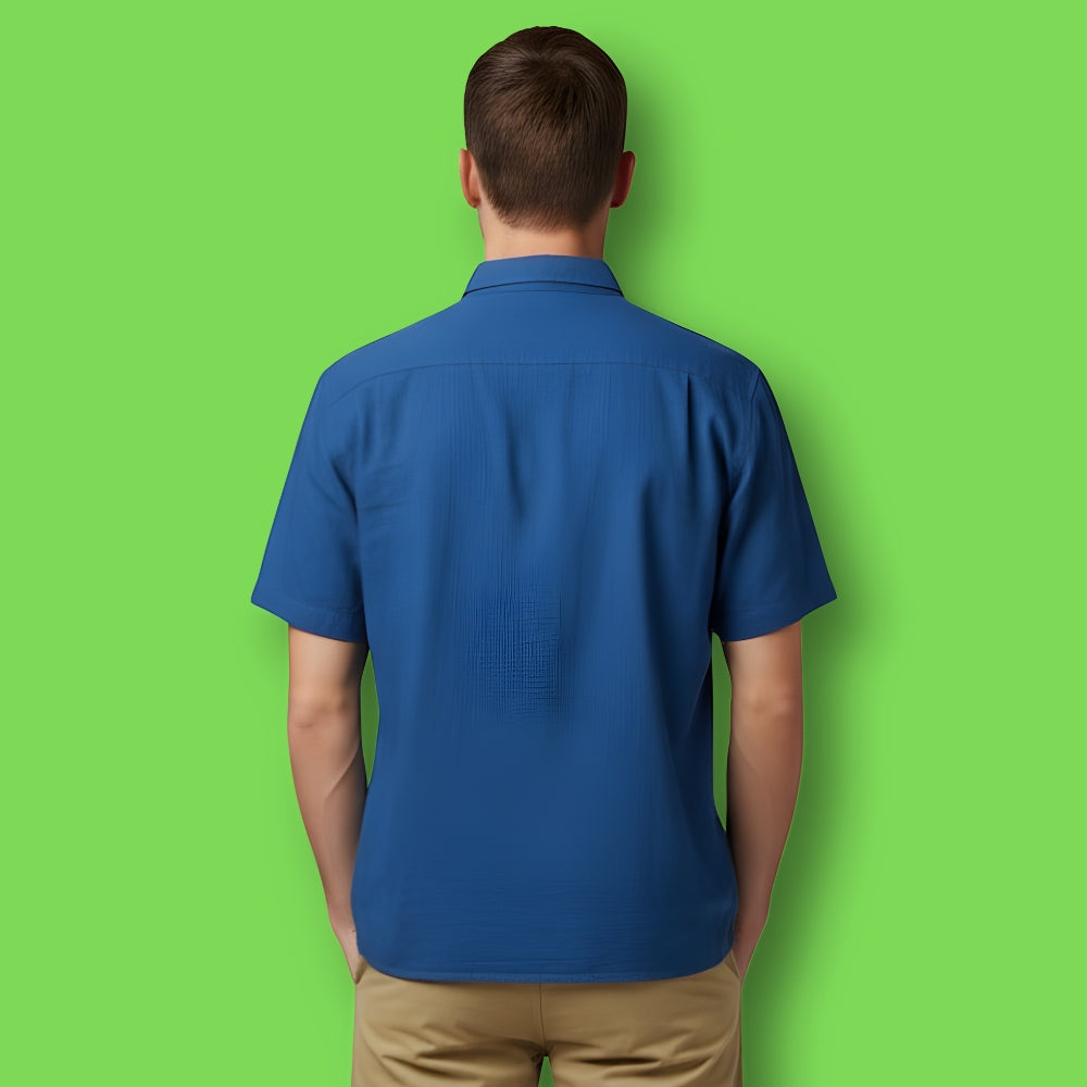 Blue Color white Floral Dori Embroidery Shirt