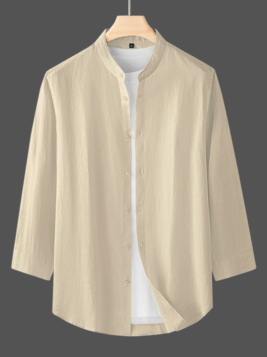 Beige Cream Color Cotton Men's Shirt