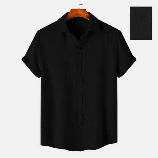 Classic Black Color Texture Half Sleeve Shirt