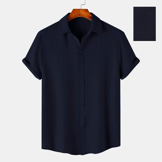 Midnight Blue Color Texture Half Sleeve Shirt