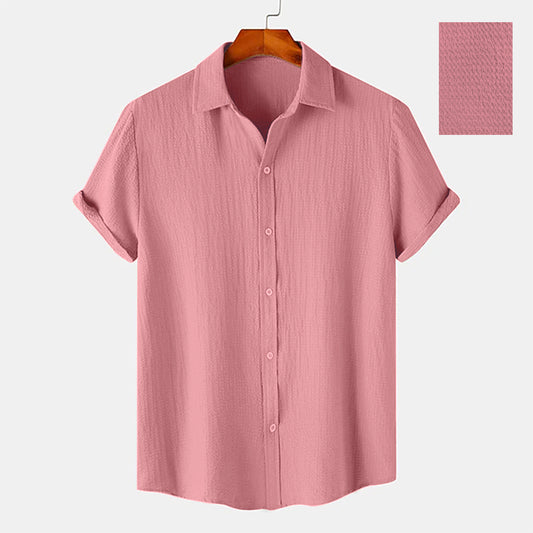 Muted Pink Color Texture Half Sleeve Shirt