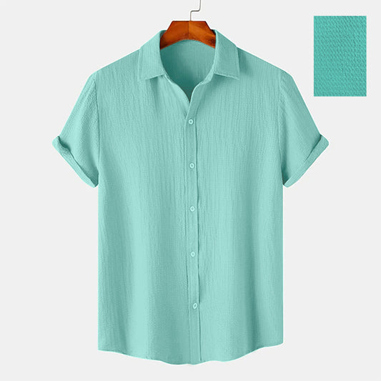 Mint Green Color Texture Half Sleeve Shirt