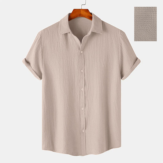 Warm Beige Color Texture Half Sleeve Shirt