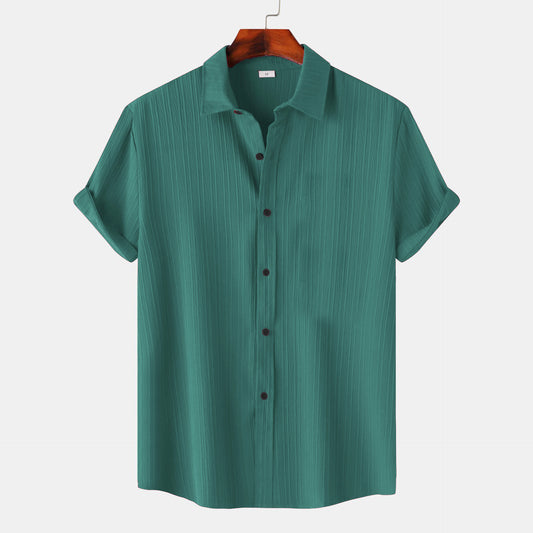 Vintage Green Color Lining Texture Shirt