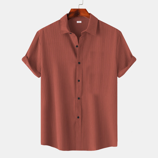 Orange Red Color Lining Structured Shirt