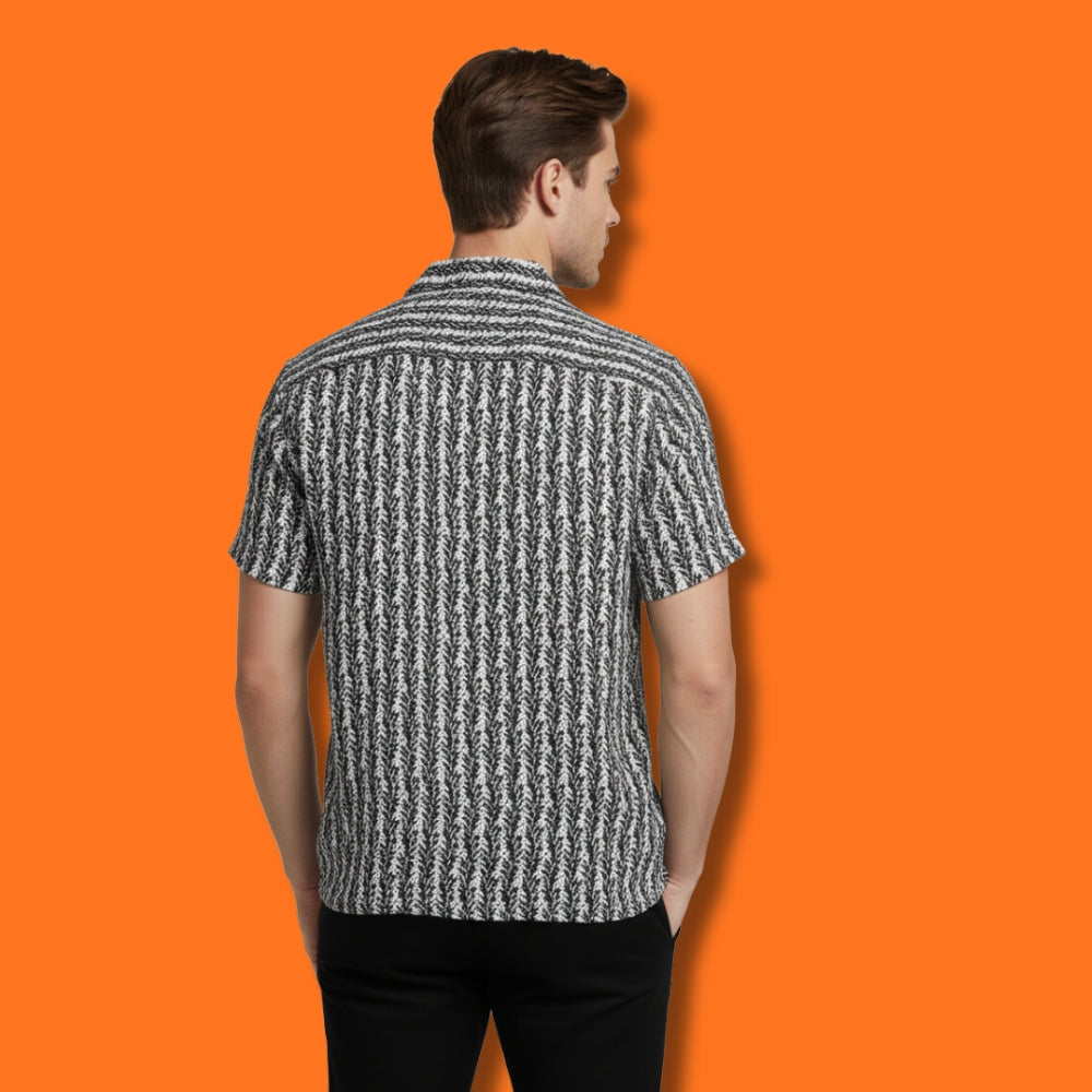 Black & White Digital Print Pattern Shirt