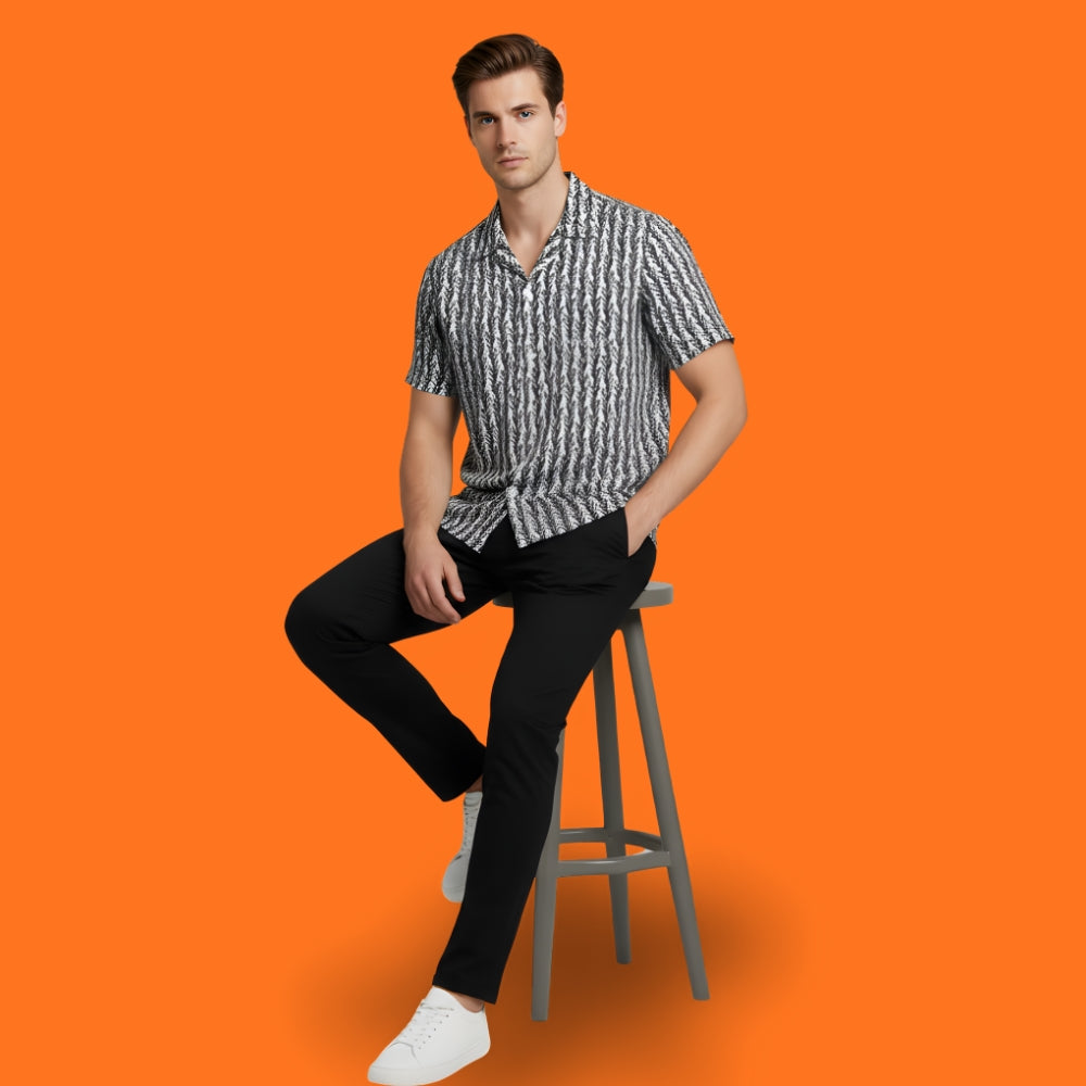 Black & White Digital Print Pattern Shirt