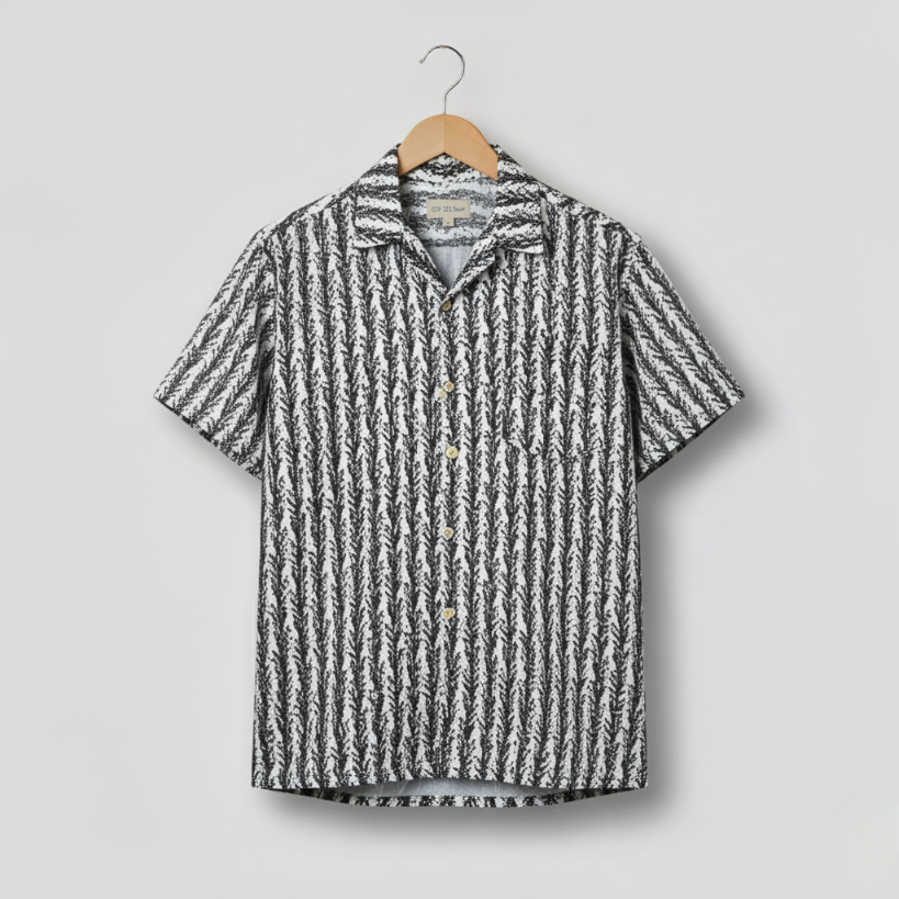 Black & White Digital Print Pattern Shirt