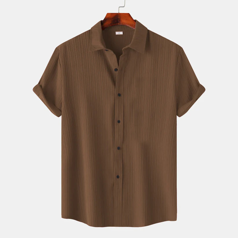 Brown Color Lining Structured Shirt